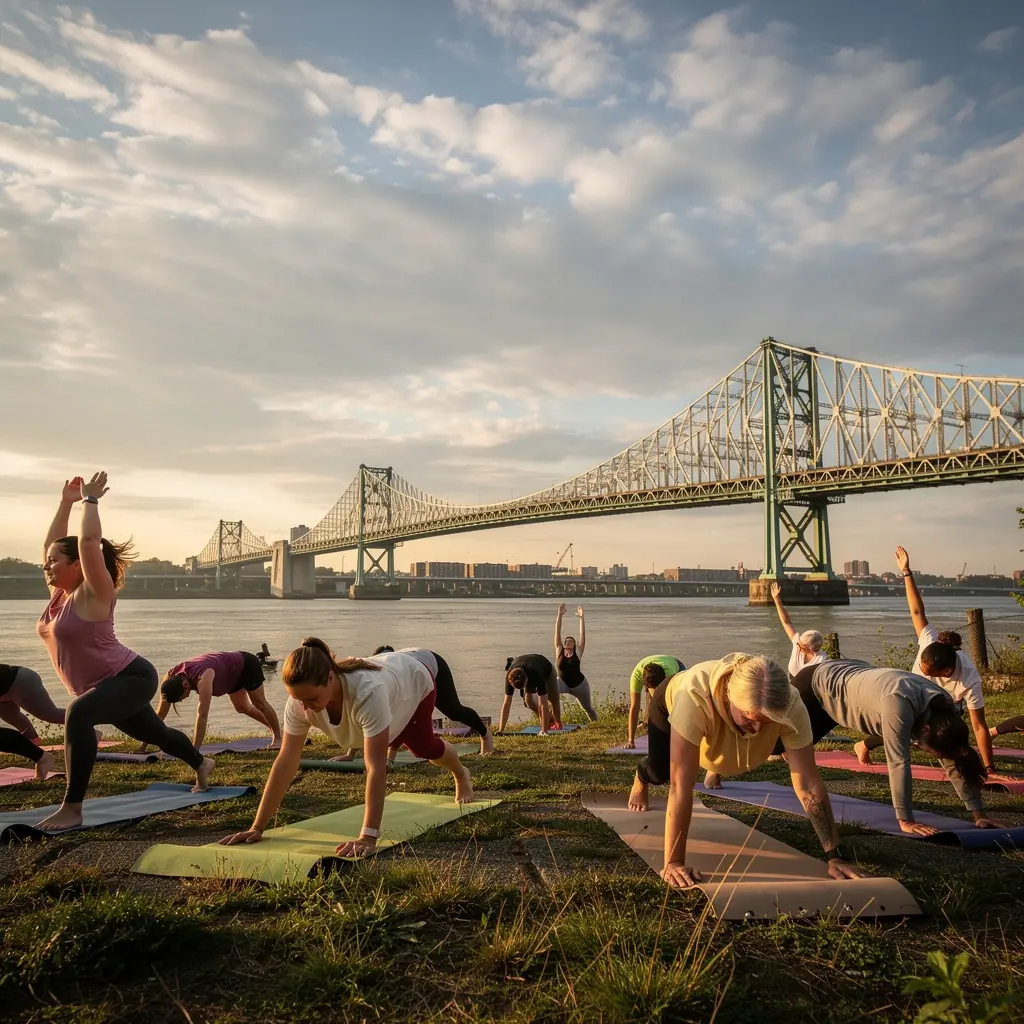 Современный мост с яркими огнями, освещающими вечерний город.