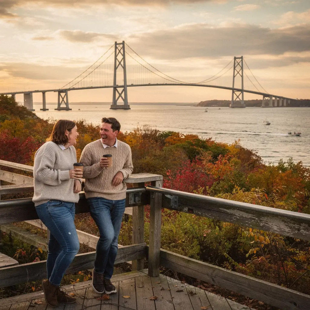 Архитектурное великолепие моста, выполненное в классическом стиле, на фоне заката.